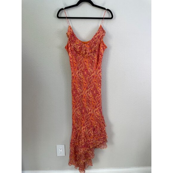 Vintage Y2K I.C.E. Womens 14 100% Silk Maxi Dress Ruffle Asymmetrical Hem Fairy - Picture 6 of 11